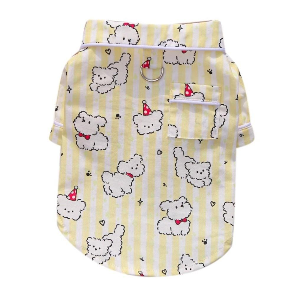 Cartoon Animal Pattern Puppy Cotton Shirt Breathable Dog Short Shirt Cute Pet Sleepwear  Summer