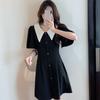 Women's Doll Collar Dress Summer Fat Mm Foreign Fashion Waist Slimming A-line Small Dress