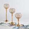 Metal Crystal Candlestick Romantic Craft Candelabra Golden Crystal Bowl Candle Holders  Party