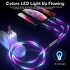 3-в-1 многофункциональный кабель для зарядки с цветной светодиодной подсветкой USB на Type-C/Micro USB/Lightning многофункциональный кабель для зарядки USB шнур для быстрой зарядки для телефонов iPhone и Samsung
