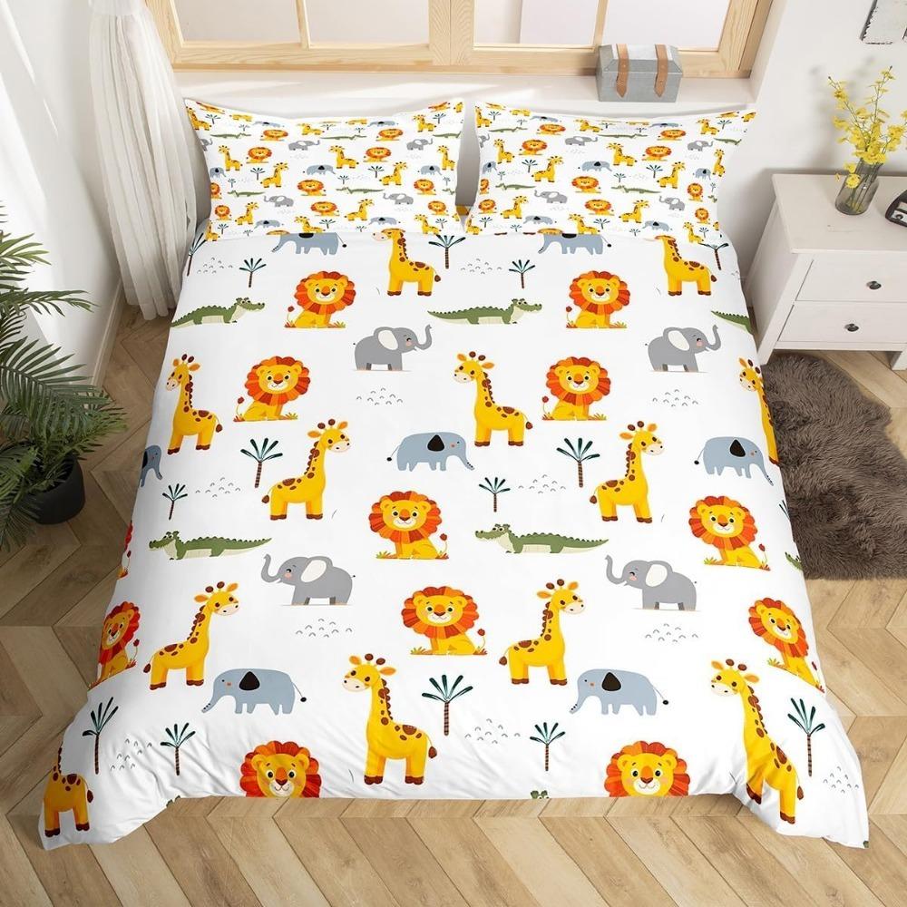 Милый комплект постельного белья с обезьянками, Декоративная простыня с мультяшными обезьянками и бананами, Детский взрослый комплект постельного белья с микрофибровой застежкой-молнией