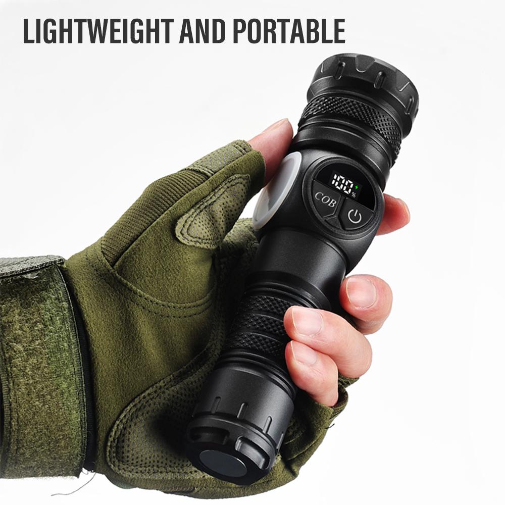 8000 лм D5 Портативный Зум Фонарик Аккумулятор Перезаряжаемый С Высокой Яркостью COB Боковой Свет И Красный И Синий Предупреждающий Рабочий Свет Лампа Для Ремонта