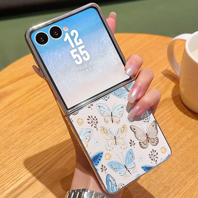 Чехол со стилем 'Линия Бабочка' для Samsung Z Fold 7 6 5 Роскошный Гибридный 3-в-1 Кожаная Накладка с Покрытием Чехол для Складного Телефона для Samsung Z Fold7 Fold6 Fold5