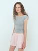 ETMON Lace Trimming T-Shirt Melange Gray