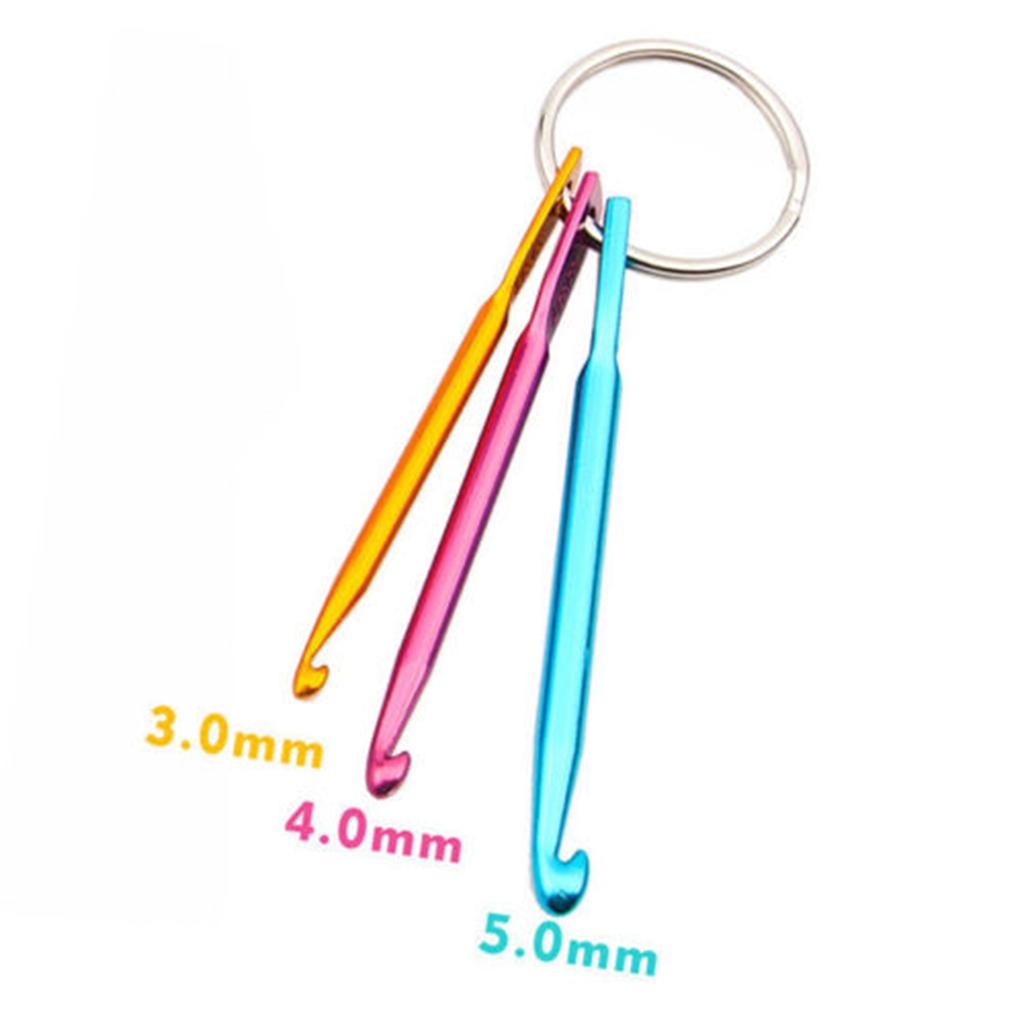 Aluminium Mini Crochet Hook Keychain Set Multi Size Knitting Needle Weave Tool for Hand Crocheting Gifts