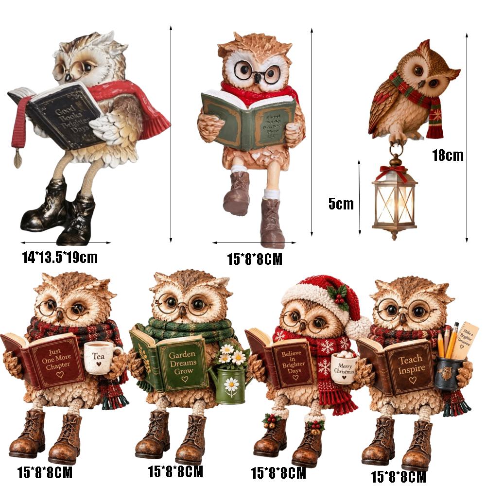Hand Painted Reading Owl Figurine 15cm/18cm Owl Figurine Resin Owl Figurine Coffee Table