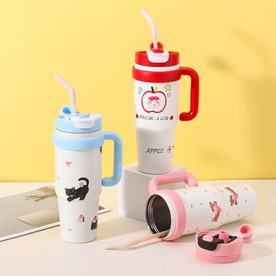 Термокружка Big Mac высокой ценности для девочек, ледяная кружка большой вместимости с ручкой, офисная чашка для холодной воды с соломинкой