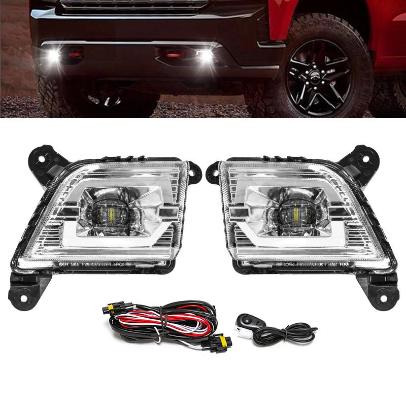 For Chevrolet Silverado 2019 2020 Fog Light Led Daytime Running Lamp DRL Daylights Front Bumper Wateproof DLAA Chevy