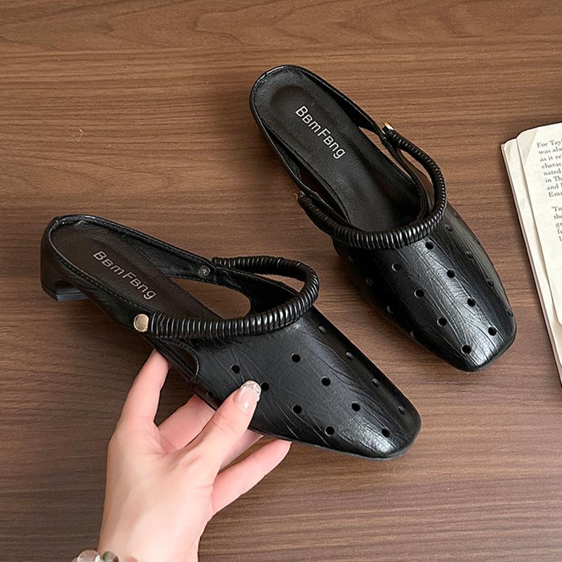 Fashion Desinger Women Slippers Summer Slingback Mules Shoes Fashion Cozy Woman Heeled Sandals 2025 New Casual Luxury Sandalias De Mujer