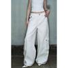 2024 White Cargo Pants High Waisted Women Pants Vintage Straight Oversized Y2K Style Fashion Winter Streetwear Wide Leg Trouser