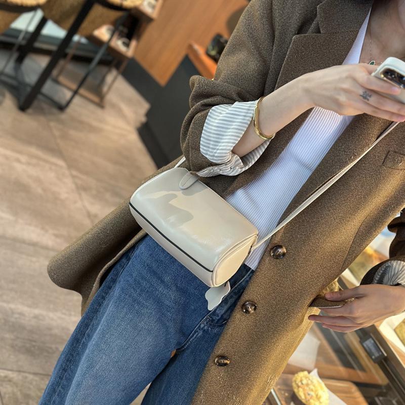 Кожаная сумка-мессенджер для женщин, ретро, высокого класса, Sense Niche, маленькая сумка-цилиндр, универсальная мини-сумка для мобильного телефона