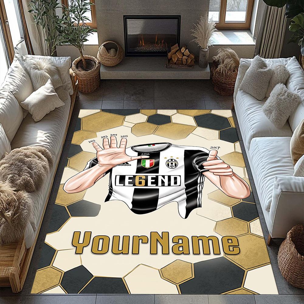 Juventus Customized Name Carpet Perfect for Dining Room Decorate room Hallway Foyer Antislip Carpet Office home decor Perfect Gift for Women/Men