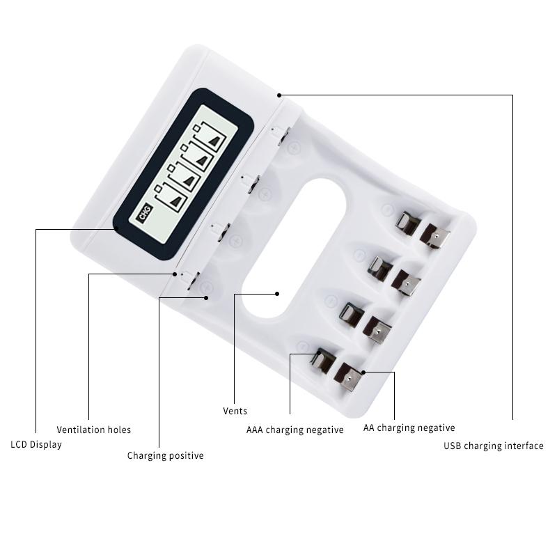 PALO Зарядное устройство USB с ЖК-дисплеем для NiCd NiMh аккумуляторов AA AAA с батареями AA 3000 мАч + батарейками AAA1100 мАч