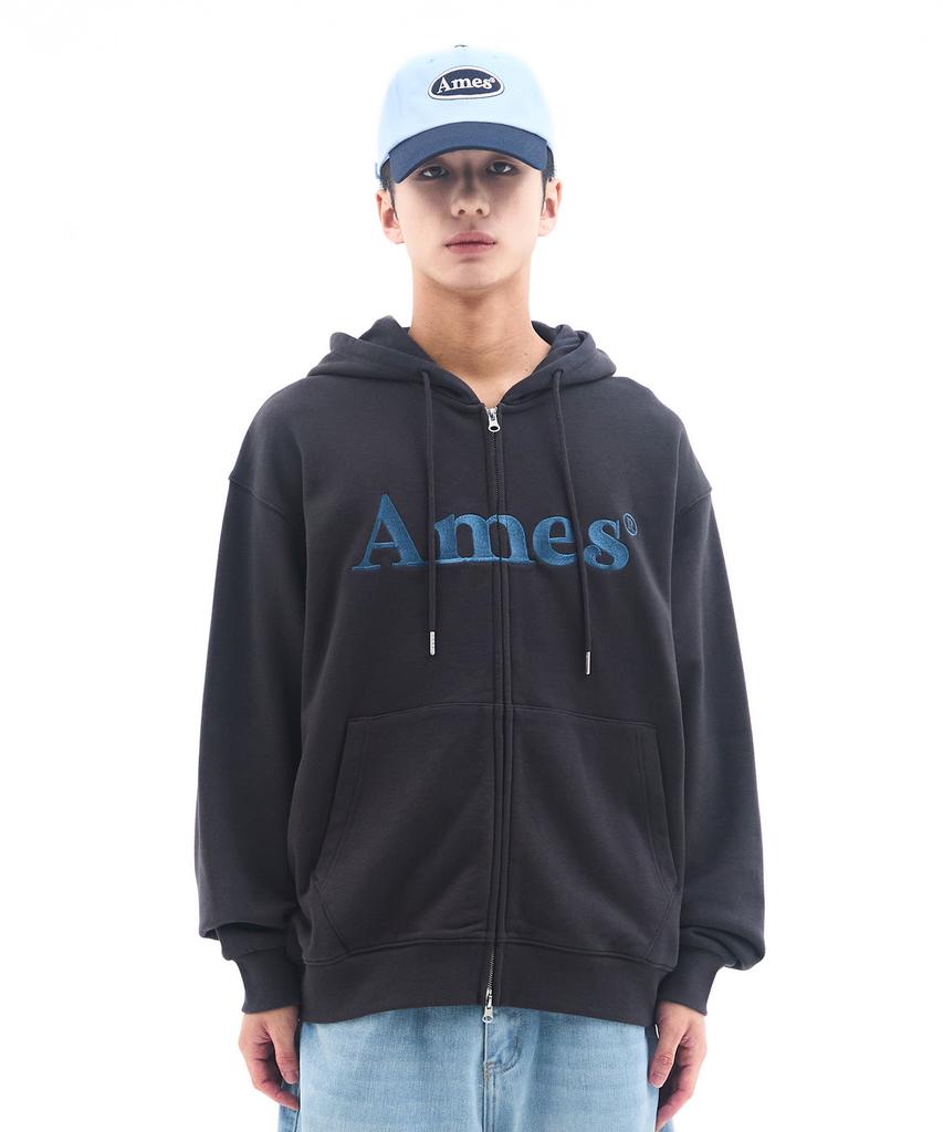 Ames-Worldwide Базовая толстовка с капюшоном на молнии Глубокий уголь