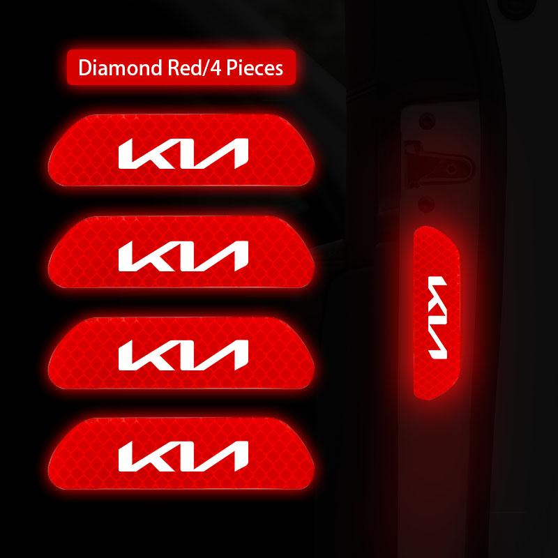 BJMISK1 4Pcs Car Stickers Door Opening Reflective Warning Sticker Valve For KIA K5 K9 Sorento Ceed Sportage Carnival Stinger Niro Soul