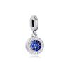 Fits Europe Bracelet 925 Sterling Silver Sparkling Blue Disc Double Dangle Charms S925 Metal Beads for Jewelry Making 2020 New
