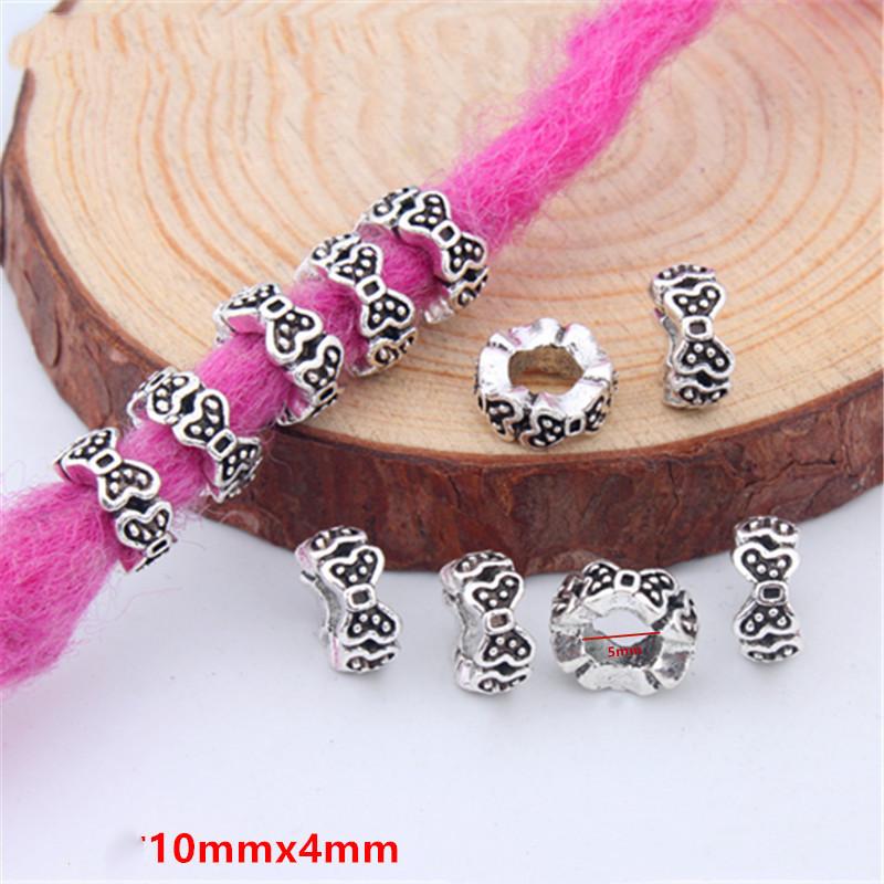 5pcs/bag Silver Metal Hair Rings Braid Dreadlocks Bead Hair Cuffs Dread Tube Charm Dreadlock for DIY Hair Accessaries