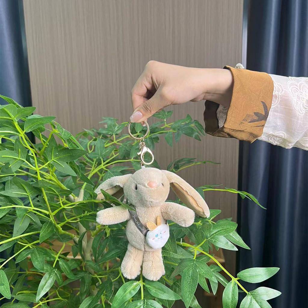 Longeared Delightful Bunny Plush Toy In Pink White And Brown For Keychain Stylish