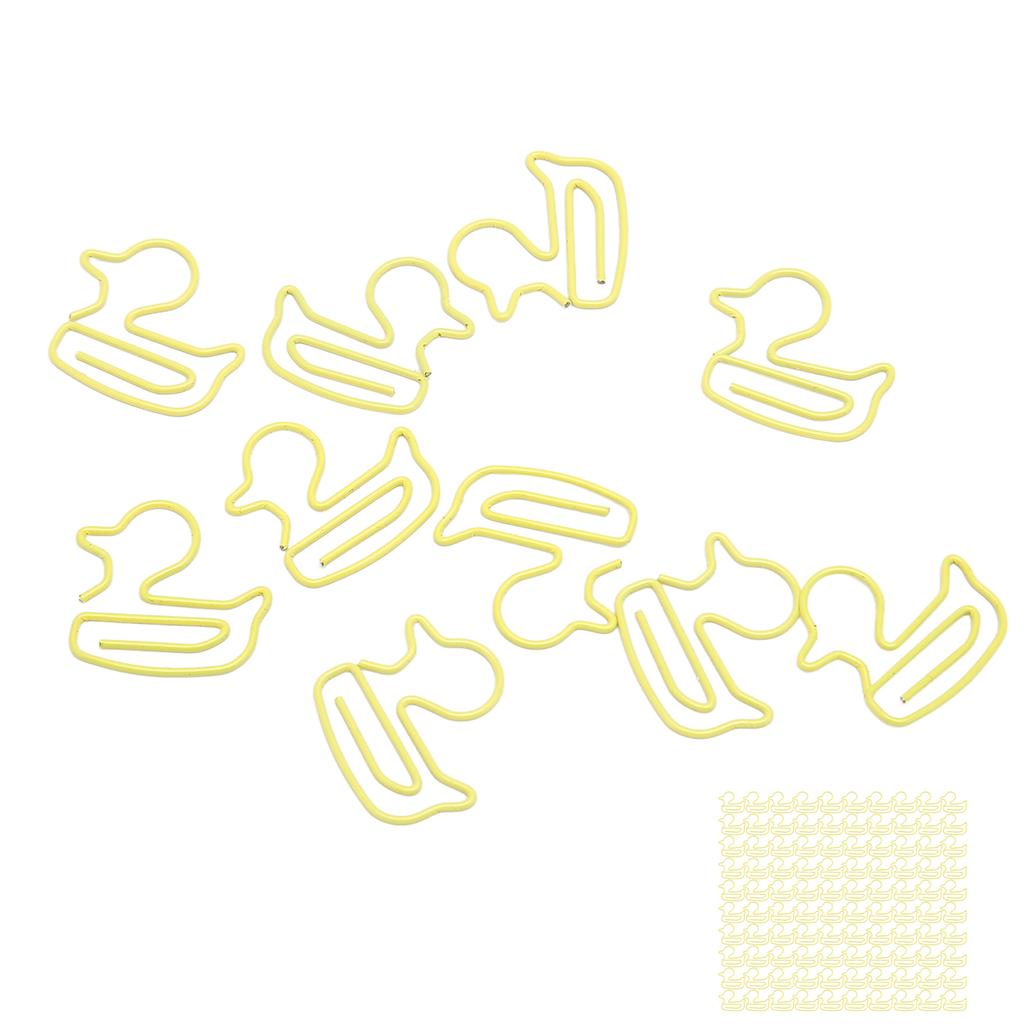 100 шт. скрепок в форме желтой утки, легкие портативные, гальванические, металлические скрепки, отключены