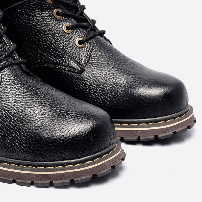Теплые мужские зимние ботинки из натуральной кожи ручной работы из натуральной кожи
