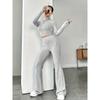 Autumn New Long Sleeve Knitted Pants Set Women Casual Solid Stand Loose Two Piece Pants Suits Women Knitwear Elegant Fashion 2 Piece Woman Sets 24706