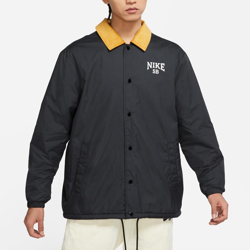 Nike Sb Logo Повседневная куртка с воротником для скейтбординга Мужская верхняя одежда Черный DM0871-010