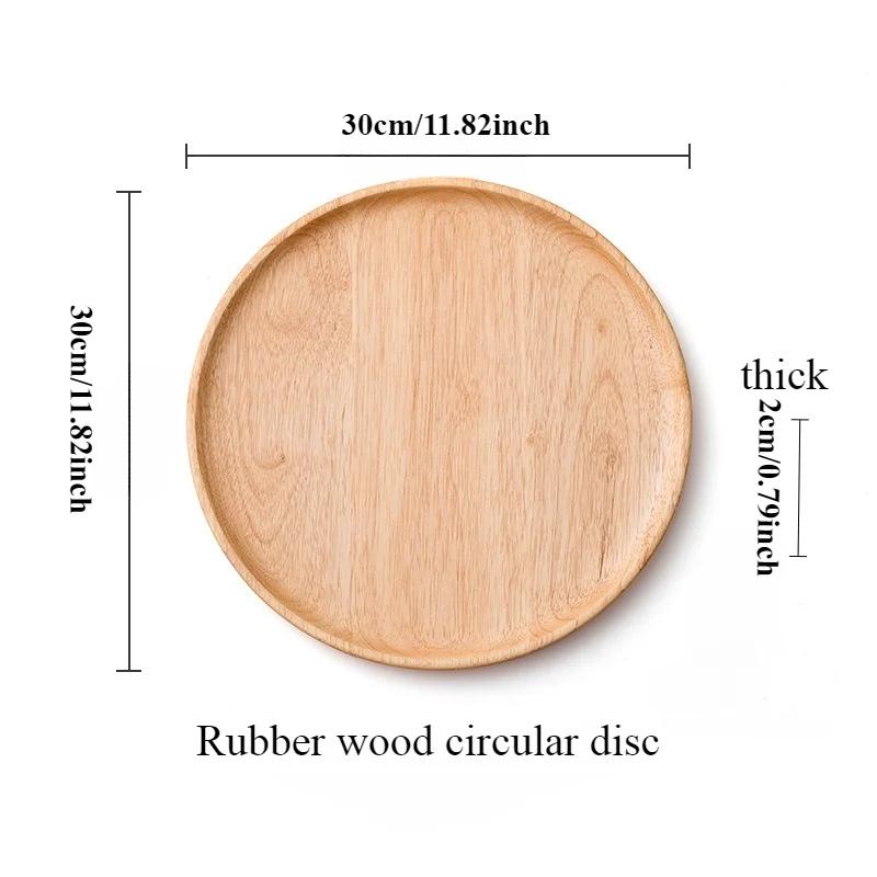 Wooden Dish Decor Tray Japanese Tableware Solid Wood Plate Fruit and Hotel Barbecue and Wooden Dining Plate Rubber Wooden Tray
