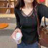 Lace Knitted Bottoming Shirt Women's Inner Season New Crew Neck Sweater Design Slim Top