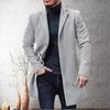 Autumn Winter Men Trench Coat Turn Down Collar Long Sleeve Solid Color Single-breasted Woolen Coat All Match Mid-Length Coat