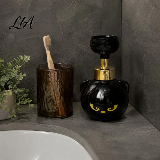 Refillable Liquid Soap Pump Cute Cat Paw Foam Dispenser, Foaming Hand Bottle for Bathroom Countertop, Reusable Container Kids Washing Automatic