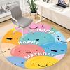 1pc Happy Birthday Office Round Area Rug, Indoor Mat Suitable ForOffice, Under Office Chairs Bedroom Living Room Home Decor, Room Deco D024