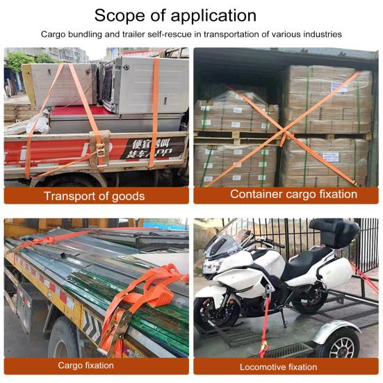 Стяжные ремни с крюком, высокая грузоподъемность, двойной J-образный крюк, широко используемый храповой ремень, крепежные ремни, аксессуары