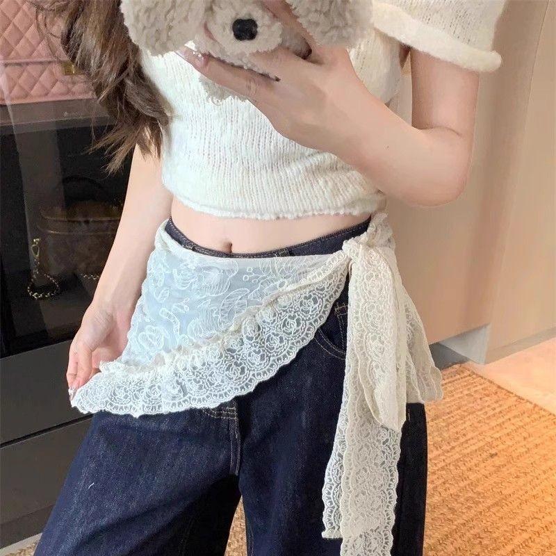 Летний кружевной платок-бандана в корейском стиле, треугольный шейный платок, бохо пояс для девочек, аксессуары для фотосессии в стиле кантри