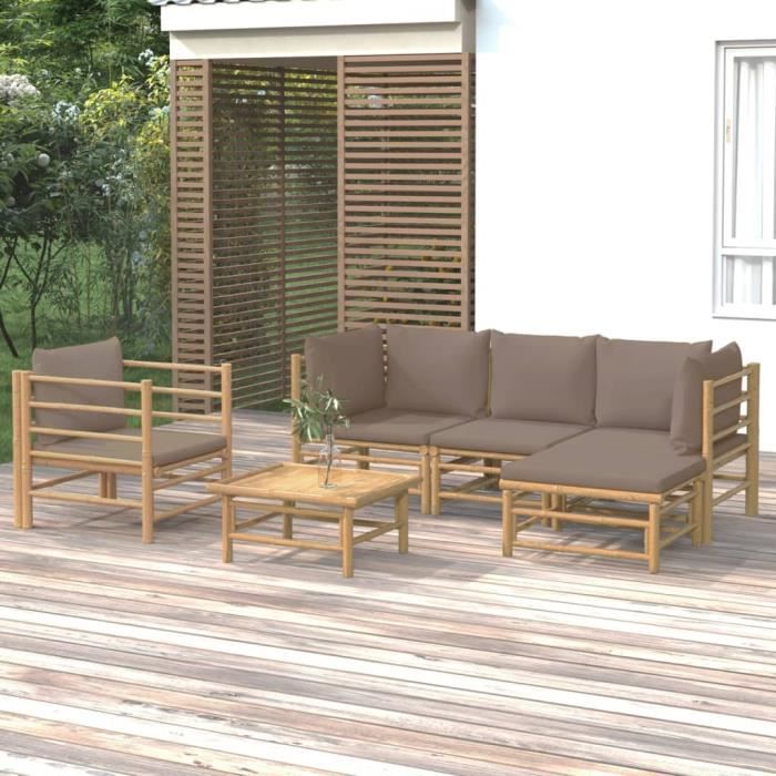 VidaXL Garden Lounge Set 6 Pcs with Taupe Cushions Bamboo 3155115