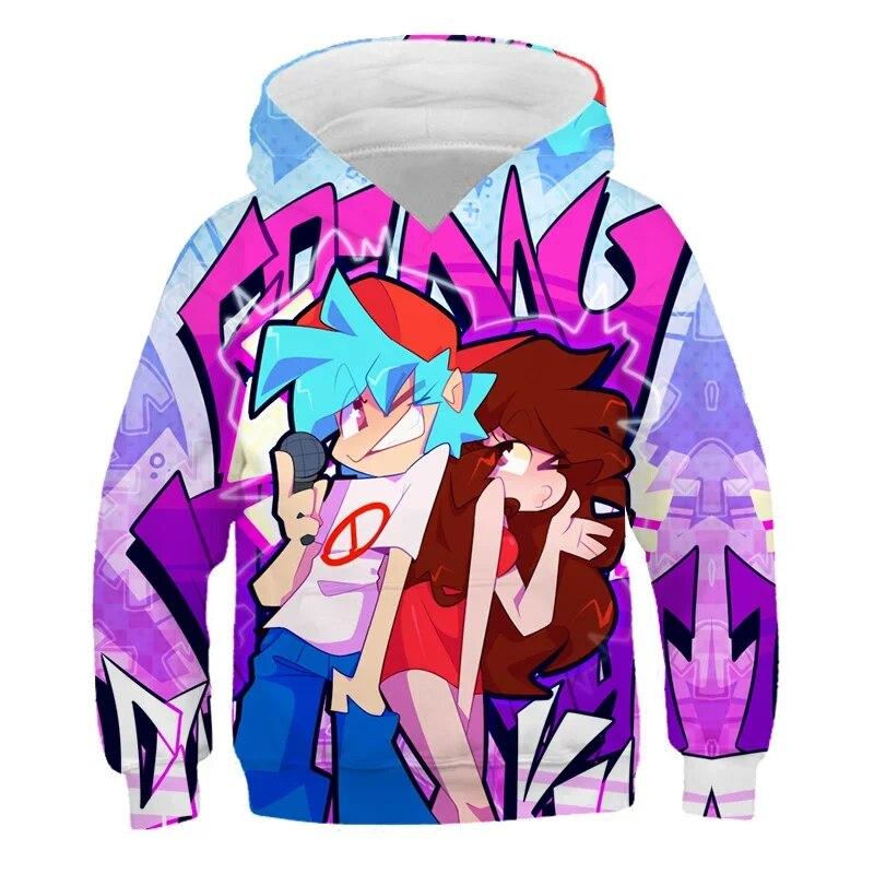 Hot Anime Game Friday Night Funkin 3d Print Hoodies Sweatshirts Boys Girls Fashion Hooded Pullover Cartoons Kids Unisex Clothing