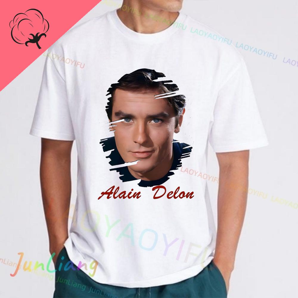 Alain Delon Unisex Tshirt 100 Cotton Short Sleeve Casual New Y2k Graphic Tee Unisexs Shirts Womens Tshirts Aesthetic Clothing