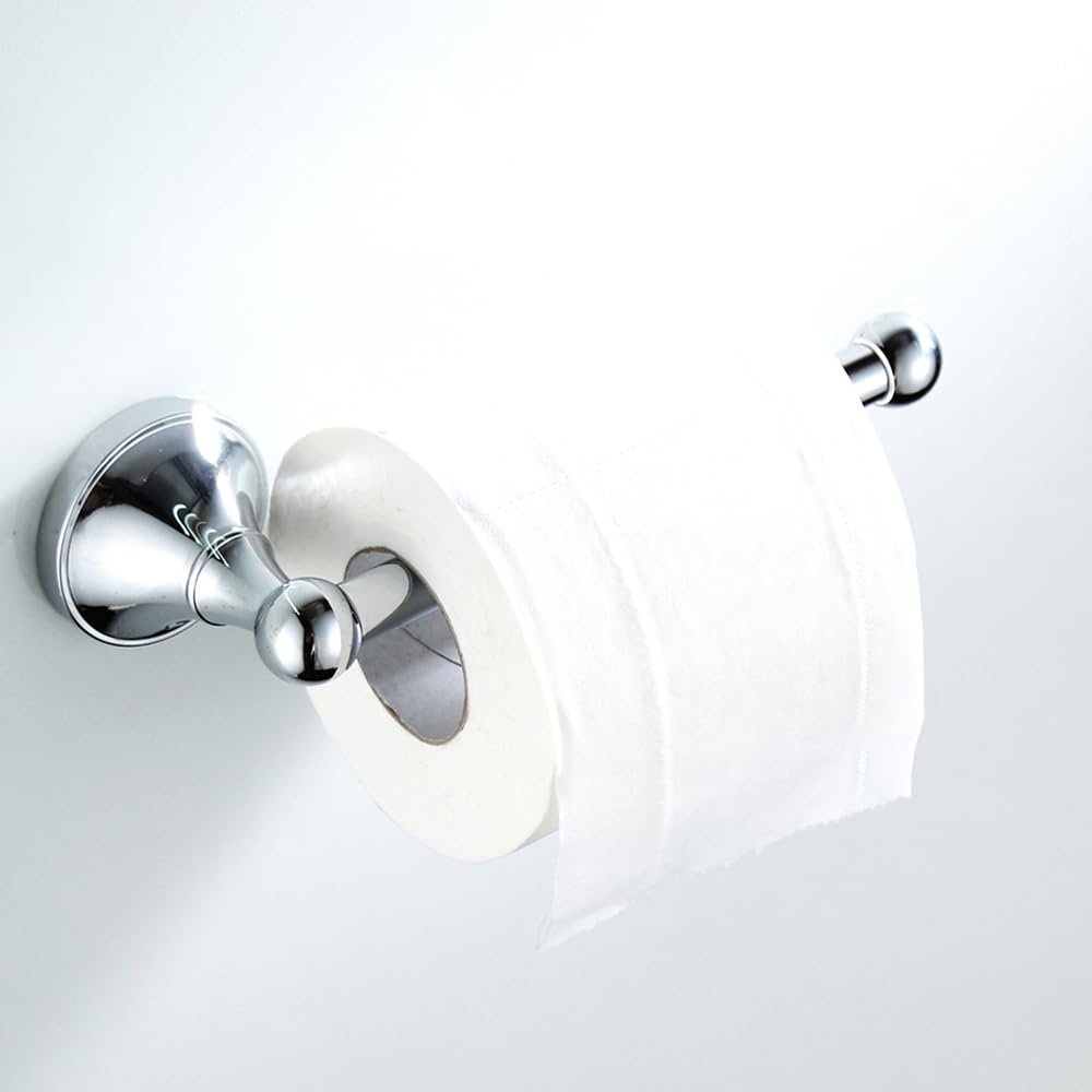 Современный держатель для туалетной бумаги Biutimarden, Латунный держатель/диспенсер для туалетной бумаги, Настенный для ванной комнаты (Серебристый хром), CZJ1017