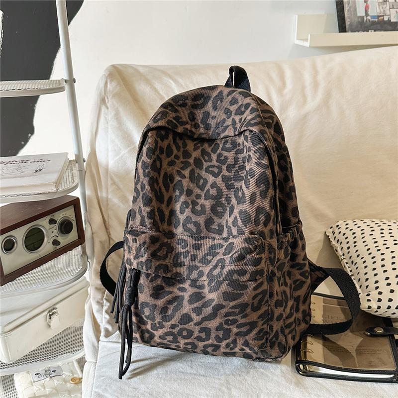 Рюкзак из ткани Оксфорд с леопардовым принтом, модный женский повседневный школьный рюкзак, трендовый рюкзак