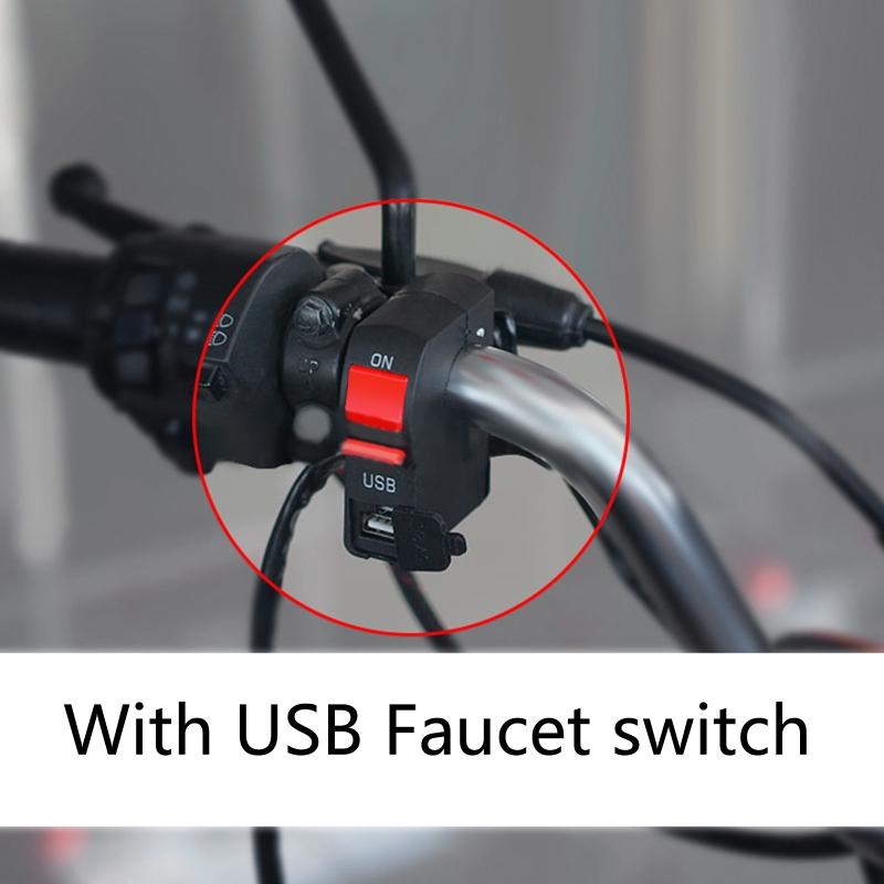 Universal Scootor Headlight Switch Handlebar On Off Button with USB Car Charger