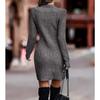 Autumn and Winter Women's Sweater Dress Solid Color Round Neck Long Sleeve Wrap Hip Sweater Dresses
