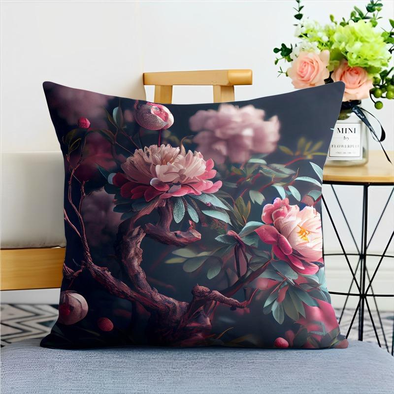 Наволочка с изображением пиона в китайском стиле для украшения общежития, офиса, гостиной, дома