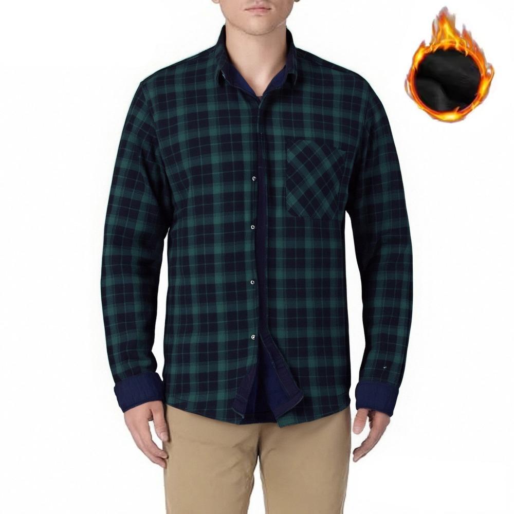 Американский размер Мужская рубашка с длинным рукавом Осень Зима Теплая Плюс Флис Утолщенная Клетка Большой размер Мода Не требующая глажки