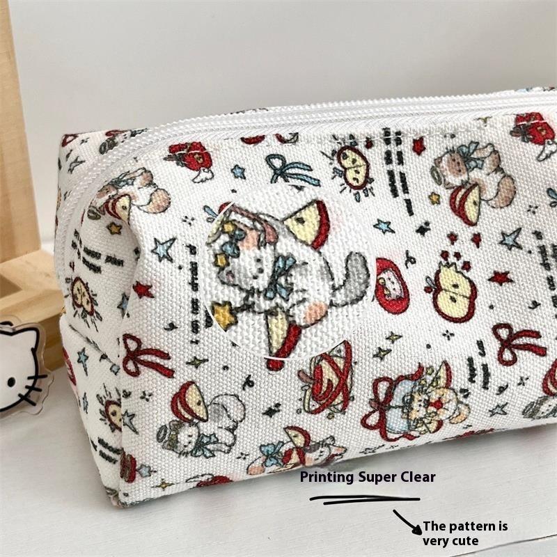 Милый пенал Hello Kitty в виде красного яблока, большая вместимость, портативная сумка для хранения, девчачий клатч на молнии для канцелярских принадлежностей, сладкая косметичка, подарки