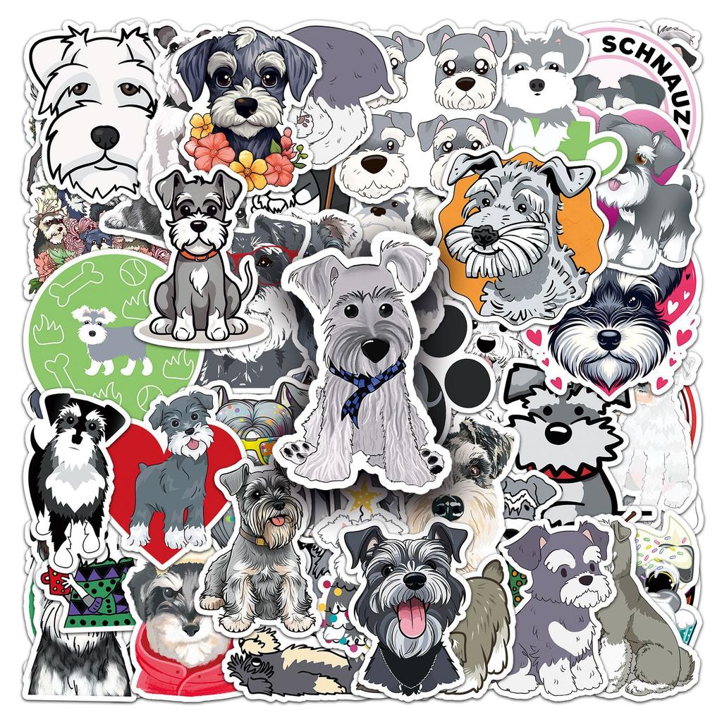 50 Schnauzer Graffiti Stickers Personalized Cartoon Cute Dog Decorative Mobile Phone Case Water Cup Waterproof Stickers