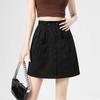 Gray American Work Skirt for Women's Summer New Drawstring Niche Design High Waist A-line Hip Skirt