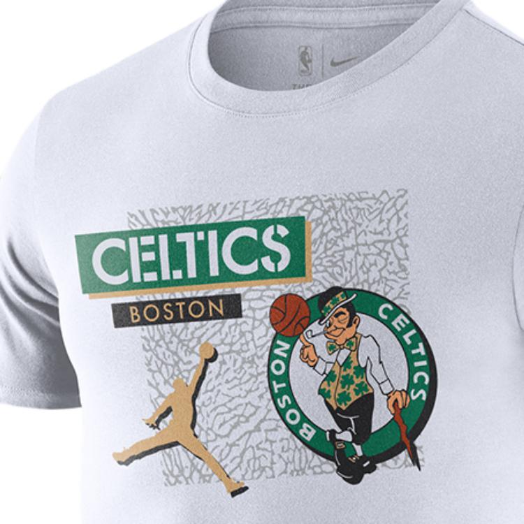 Jordan NBA Dri-FIT Celtics Баскетбольная футболка с круглым вырезом и короткими рукавами, мужские топы, белые DA6607-100