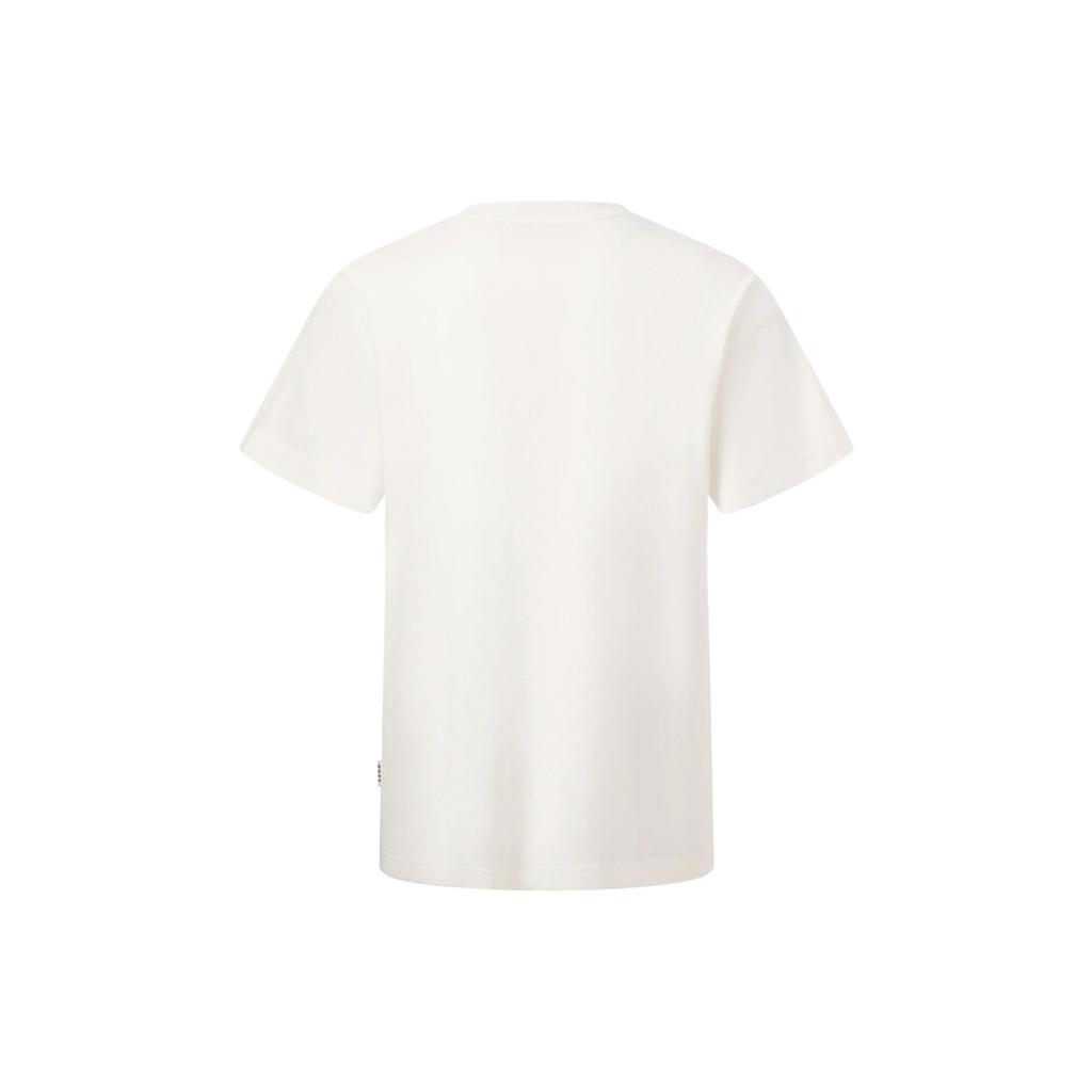 Li-Ning Gesang Цветочный принт с круглым вырезом, пуловер, футболка с короткими рукавами, топы унисекс, молочно-белый AHST147-1