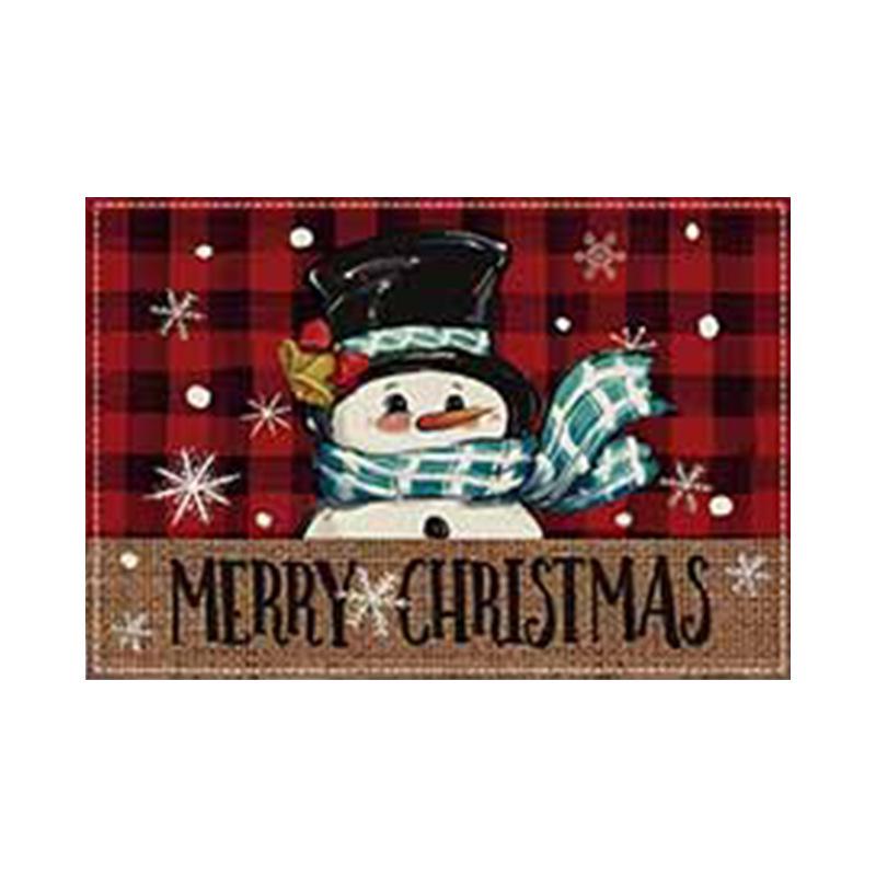 Christmas Snowman Snowflake Plaid Table Mats - Festive Insulated Linen Tablecloth for Party Decoration