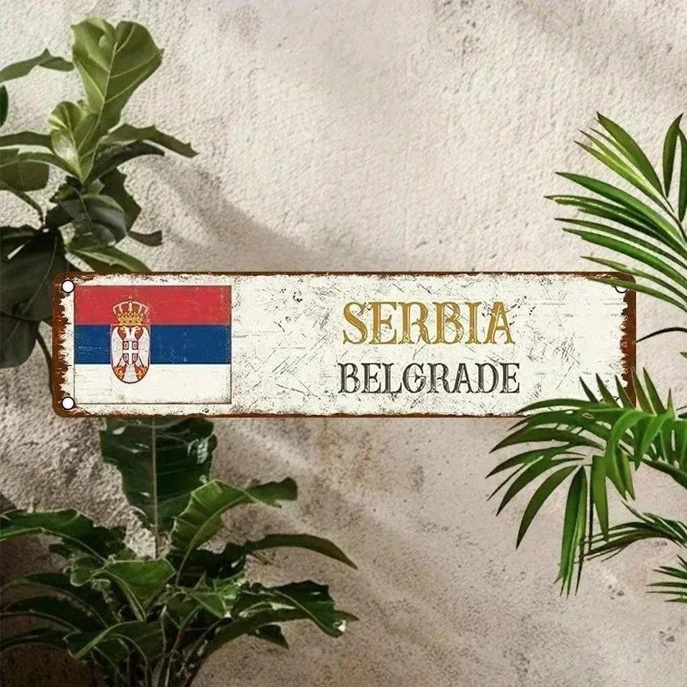 Винтажная алюминиевая табличка Белград Сербия, УФ-печать, водостойкая, ретро, металлический плакат, настенное искусство, декор для дома