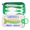Organized Clavicle Chain Case Sardine Tin Jewelry Box with Fishbone, PLA Vintage Compact Size Decorative Vanity Accessory Organizer, Portable Storage